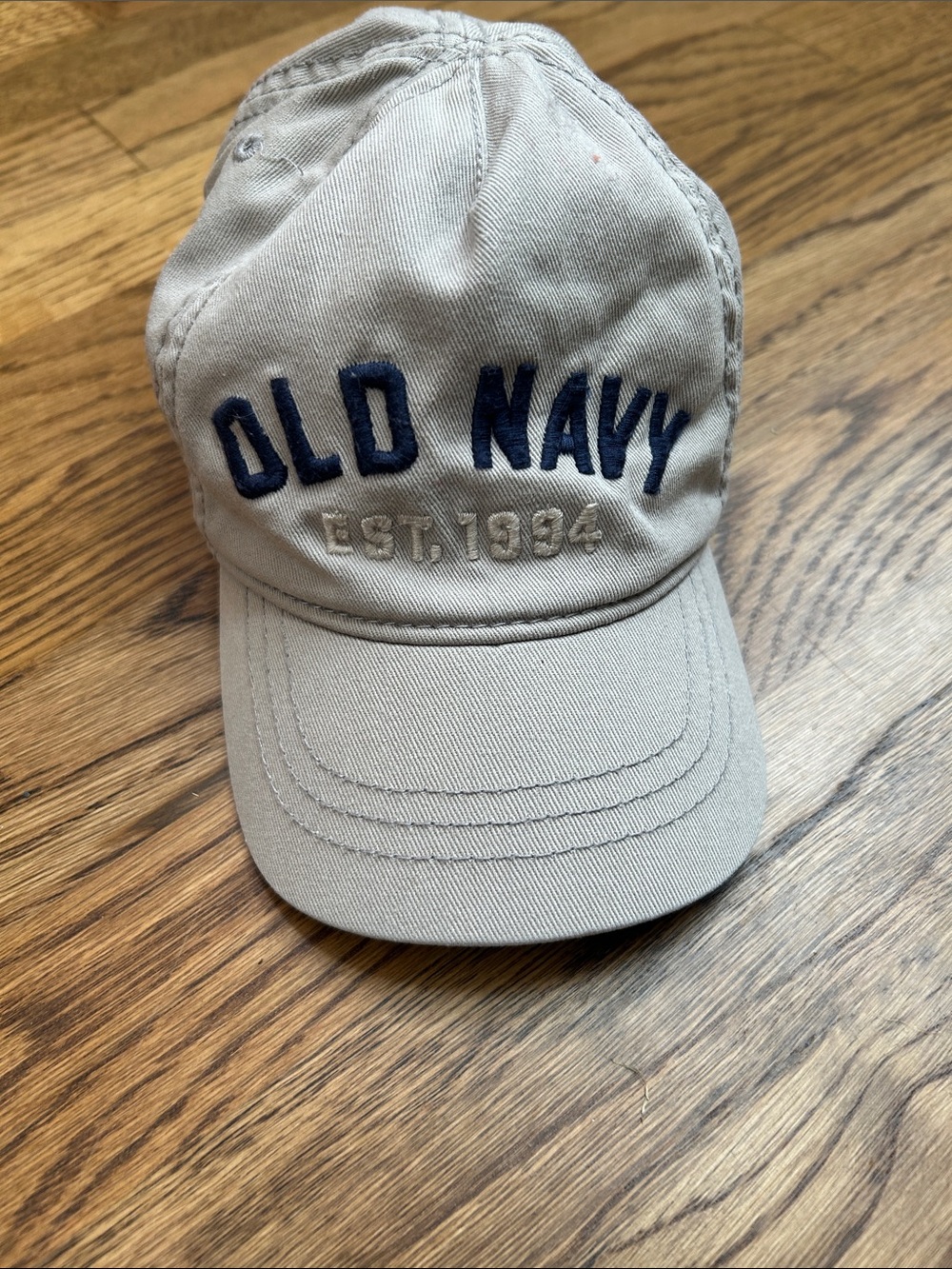 Old Navy Tan Baseball Hat with Navy Embroidery